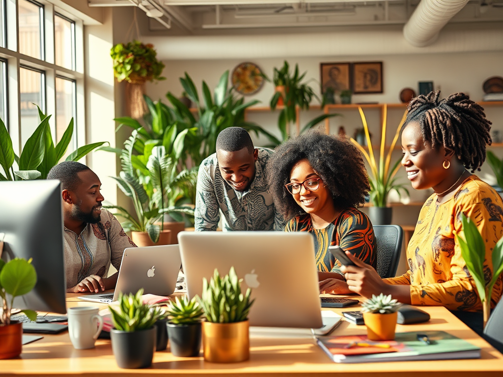 design a pic with working enviroment about using african setup